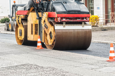 Machinery on road at construction site