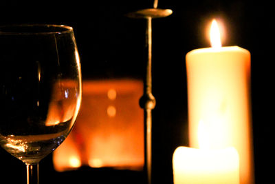 Close-up of illuminated candles