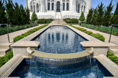 Reflection of building in water