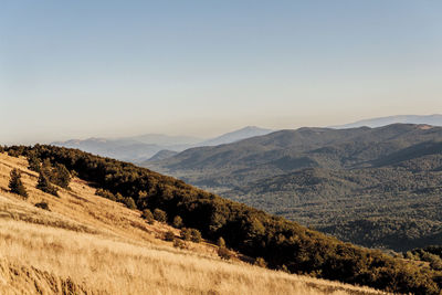 Scenic view of mountains against clear sky