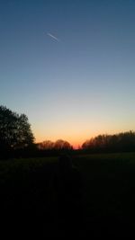 Scenic view of field against sky at sunset