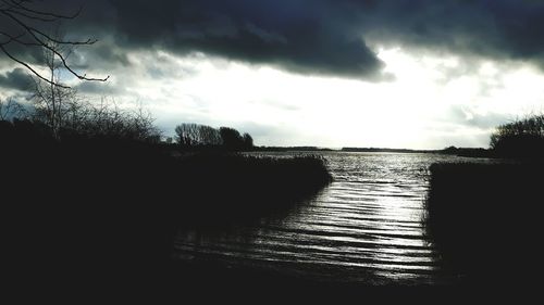 Scenic view of sea against cloudy sky