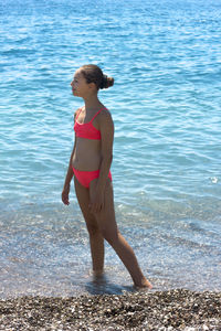 Full length of woman on beach