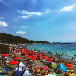 High angle view of people in sea