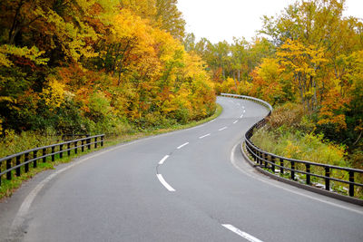 Road amidst trees during autumn