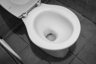 High angle view of toilet bowl in bathroom
