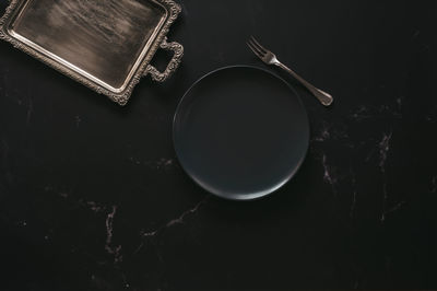 High angle view of empty coffee on table