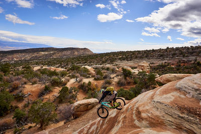 A mountain biker riding the ribbon trail in grand junction, colorado.