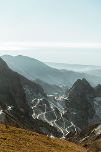 Scenic view of mountains against clear sky