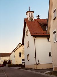 Low angle view of buildings against clear sky