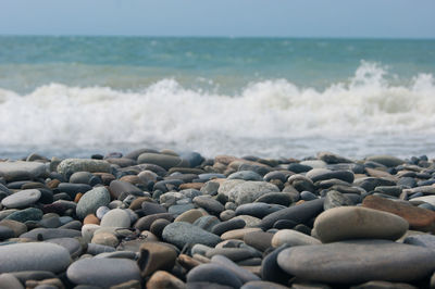 View of pebbles on beach