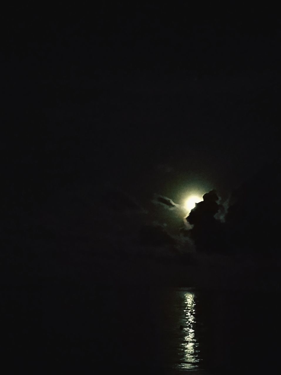 sky, water, night, copy space, no people, reflection, scenics - nature, beauty in nature, nature, cloud - sky, waterfront, tranquility, dark, moon, illuminated, silhouette, tranquil scene, outdoors, moonlight