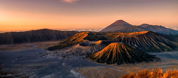 Panoramic view of landscape against sky during sunset