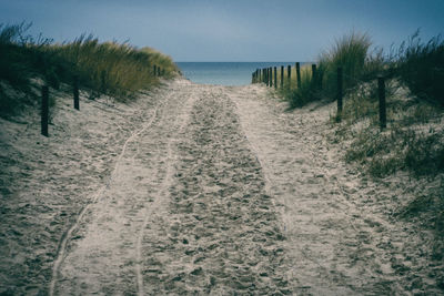 Sandy road leading to the beach and the baltic sea