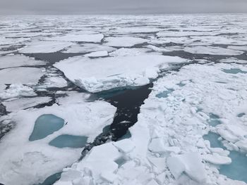 Snow covered land and sea