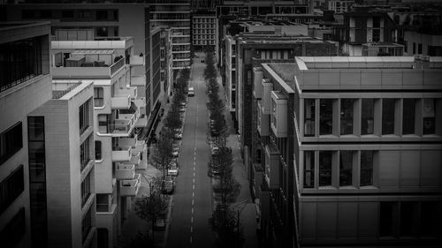 High angle view of buildings in city