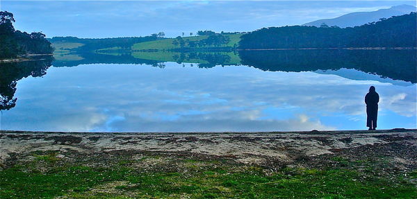 Scenic view of lake and mountains