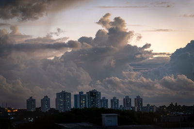 Cityscape against sky during sunset