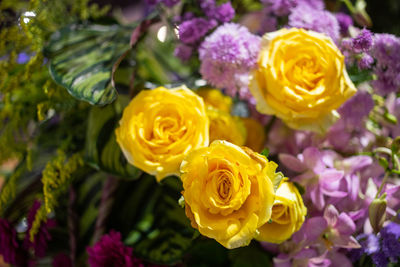 Close-up of yellow rose bouquet