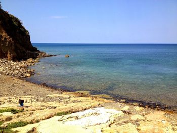 Scenic view of sea against clear sky