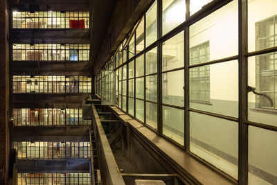 Building seen through glass window