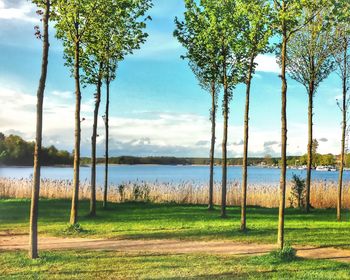 Scenic view of lake against sky