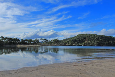 Scenic view of beach against sky