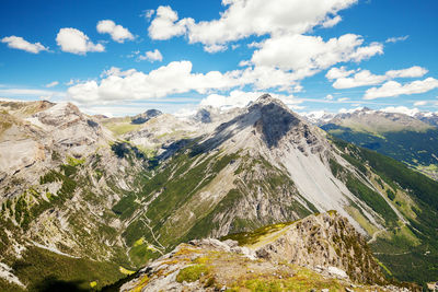 Panoramic view of snowcapped mountains against sky