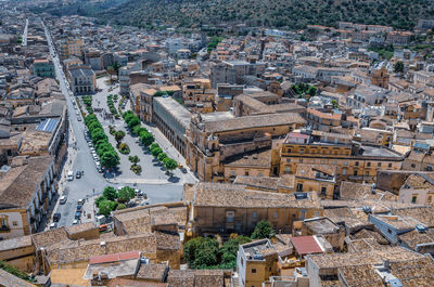 View from above of a typical sicilian town