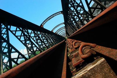 Low angle view of bridge against clear sky