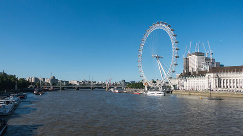 View from westminster bridge towards hungerford bridge and the london eye