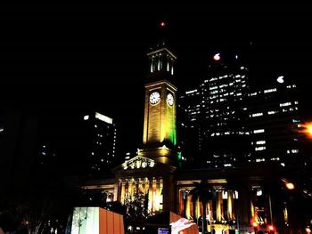 Illuminated buildings at night