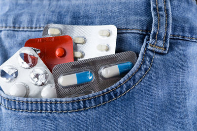 Close-up of medicine in pocket