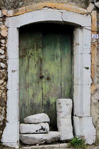 Closed door of old building