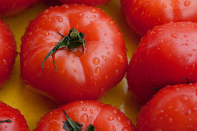 Close-up of wet strawberries