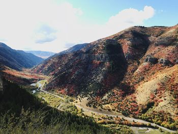 Scenic view of mountains against sky