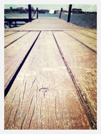 Close-up of wooden pier