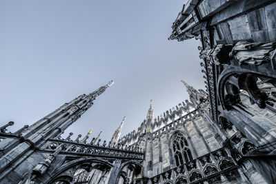 Low angle view of traditional building against clear sky