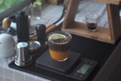 Close-up of coffee on table