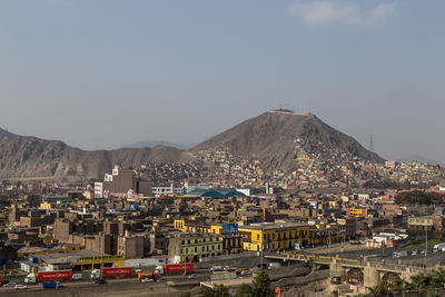 High angle view of townscape against sky