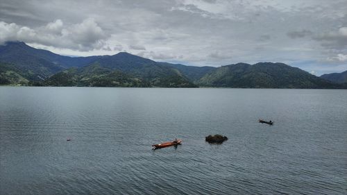 Scenic view of lake against sky