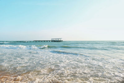 Scenic view of sea against clear sky