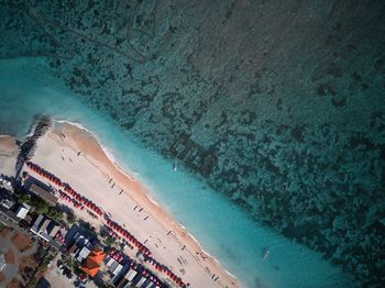 High angle view of people on beach