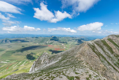 Aerial view of landscape against cloudy sky