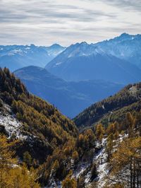 Scenic view of mountains against sky