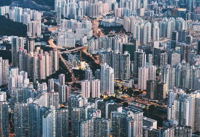 High angle view of cityscape against clear sky