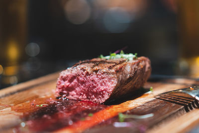 Close-up of food on table