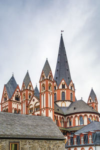 Catholic cathedral of limburg is high location on a rock above the lahn river. view from apse