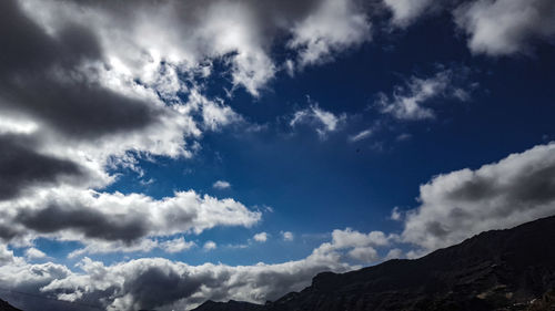 Low angle view of clouds against blue sky