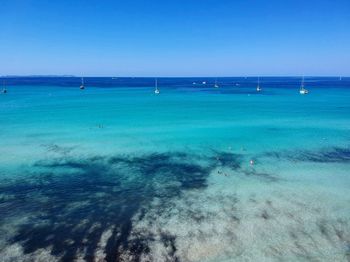 Scenic view of sea against clear sky